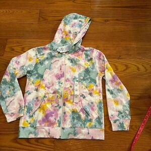 Cat & Jack Full Zip Hoodie Jacket Tie Dye Girls 10/12 pink yellow teal NWT